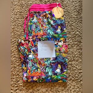 Alice in Wonderland Print Sugar Swan bamboo joggers size large
